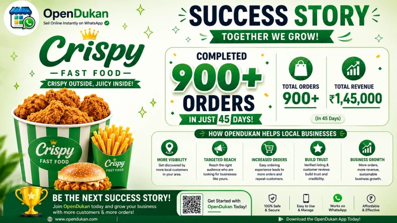 Local business achieved 900+ orders in 45 days using WhatsApp commerce and OpenDukan digital ordering platform